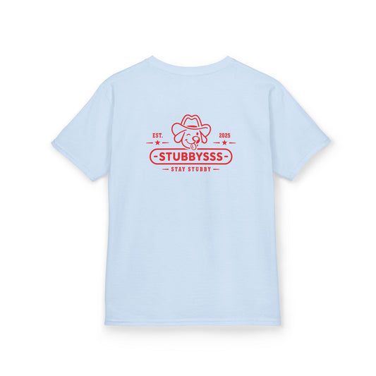 Youth Tee — Stay Stubby (Light Blue)